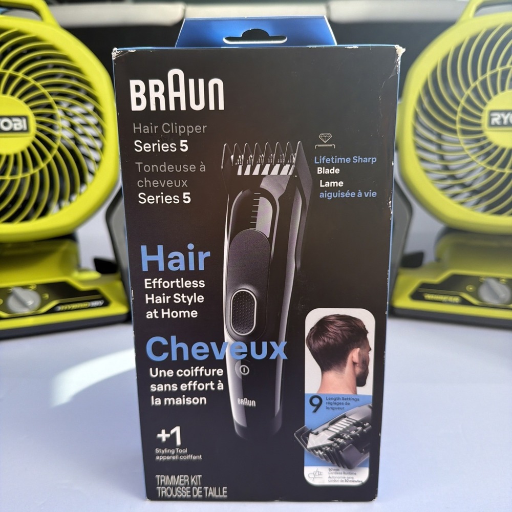 Braun Series 5 HC5310 Rechargeable Hair Clipper 2 Combs Haircut Kit 9-Setting